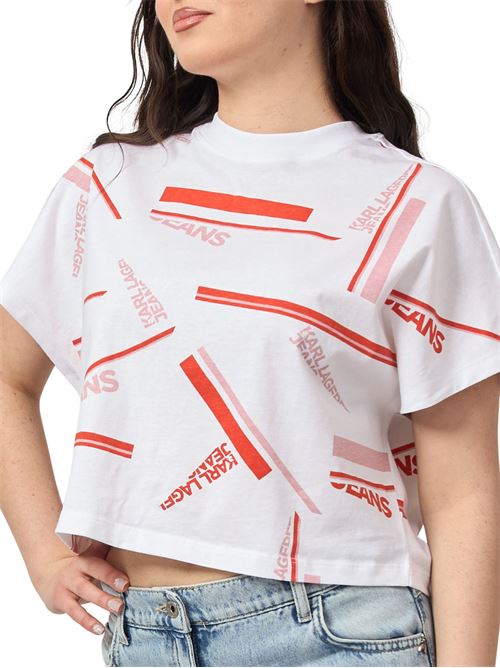 T-shirt donna bianca in cotone Karl Lagerfeld jeans | A2W1703410W